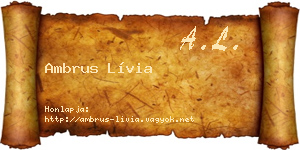 Ambrus Lívia névjegykártya